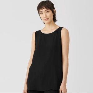 Elegant Black Silk Georgette Crepe Tank Shell